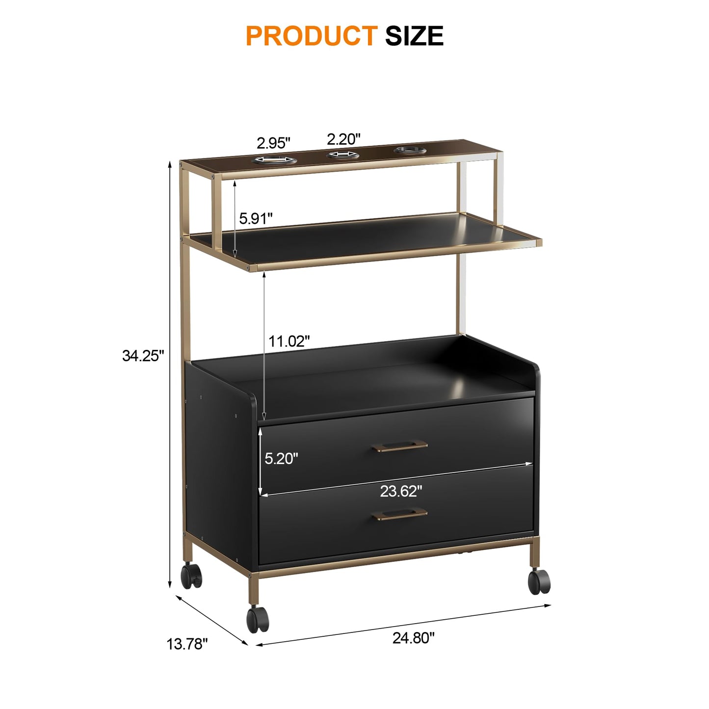 Waktavel Salon Rolling Trolley with Lockable Wheels Barber Cart with Storage Drawer Mobile Hair Station Cabinet for Beauty Makeup Esthetician Spa Massage (White Marble-one Drawer-Two Shelves)