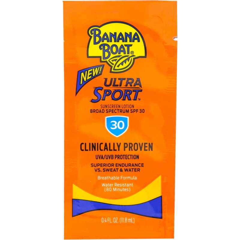 Banana Boat Sport Sunscreen Lotion - SPF 30 Protection | Travel Packets, 0.4 Fl Oz (Pack of 12)