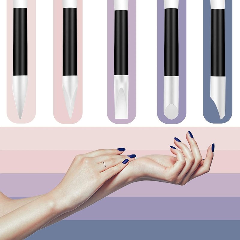 BQAN Nail Art Sculpture Pen Set - 5 Silicone Brushes for Gel & Acrylic Nails | Home Salon Tools (Black)
