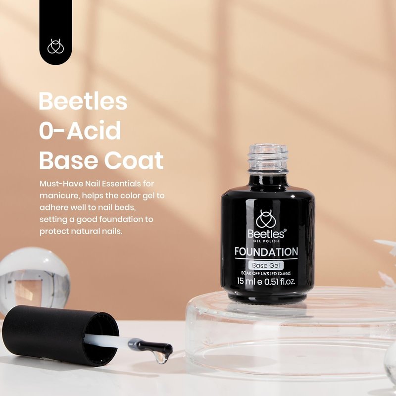 beetles Gel Polish Gel No Wipe Base Coat,15ml for Gel Nail Polish Soak Off LED Nail Lamp Base Coat Upgraded Formula Long-Lasting DIY Home and Nail Salon