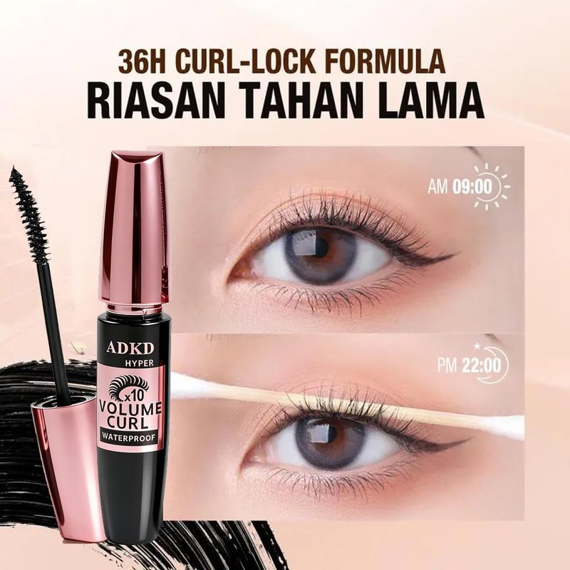 4D Silk Fiber Lash Mascara Waterproof Volume Lengthening Thick Curly Eyelash Makeup Lengthening Curling Smudge Proof Long Lasting Black Eyelash No Clumping