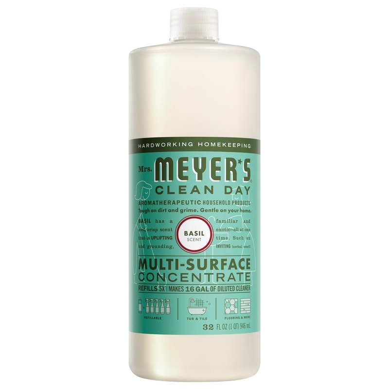 MRS. MEYER'S CLEAN DAY Multi-Surface Everyday Concentrate, Basil Scent, 32 Fl Oz Bottle