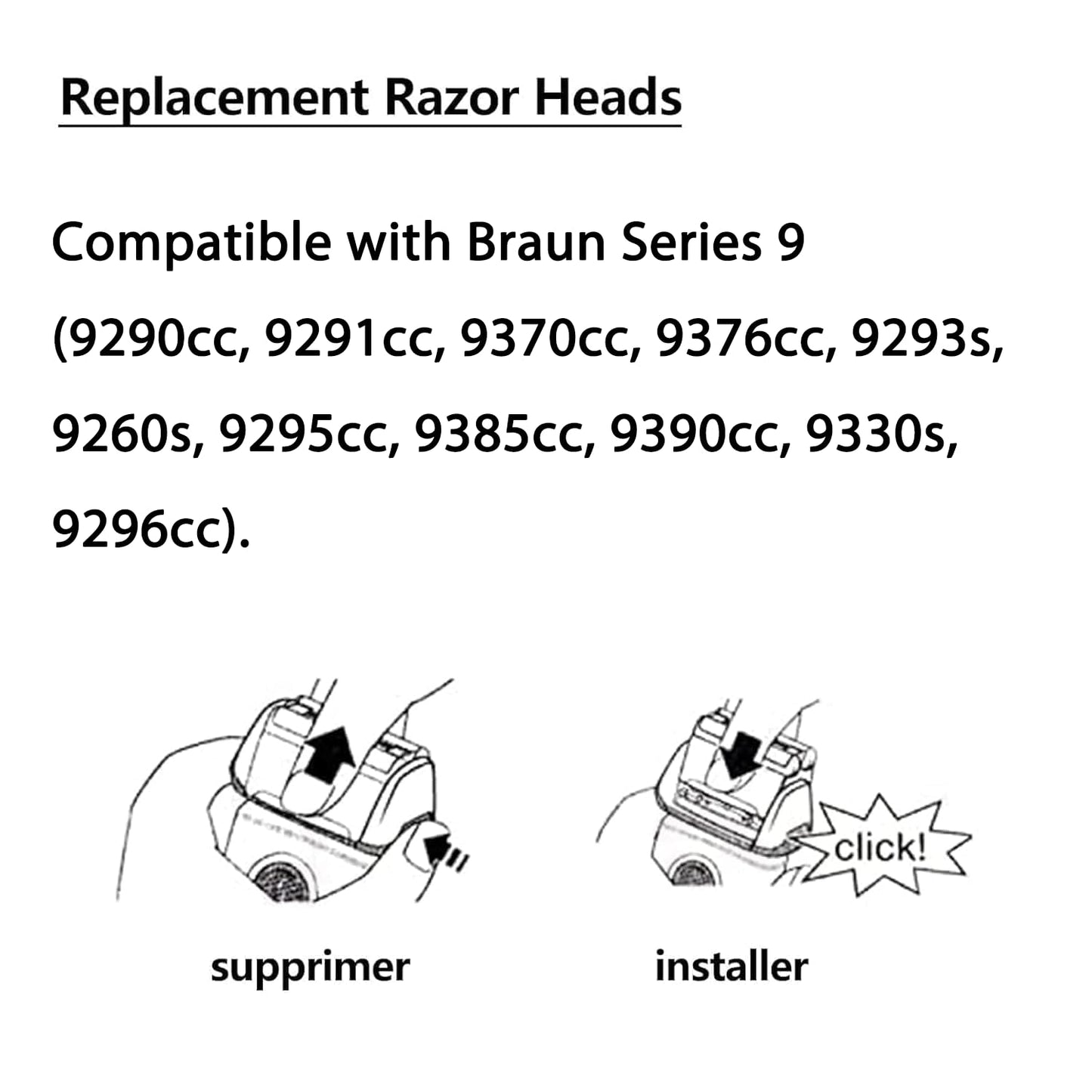 92B Replacement Head Compatible with Braun Series 9 Electric Shaver, S9 Silver Foil and Cutter Razor Blade Refill for Braun Models 9290cc 9291cc 9370cc 9390cc 9330s 9293s