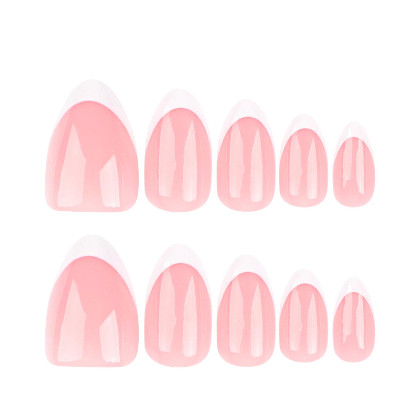 White French Tip Press on Nails Short Almond Fake Nails with Designs Ombre False Nails Gel Artificial Acrylic Nail Nude Fingernails Glossy Natural Reusable Stick on Nails for Women 24Pcs
