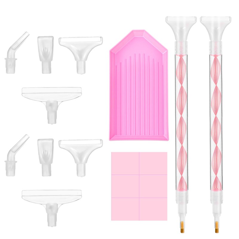 KFHENSOMR Rhinestone Pickup Tool Set: 2 Pcs Rhinestone Picker Handles Dual-Ended Rhinestones Applicator Dotting Tool Pen Shiny Diamond Dot Drill Pen for DIY Home Nail Salon
