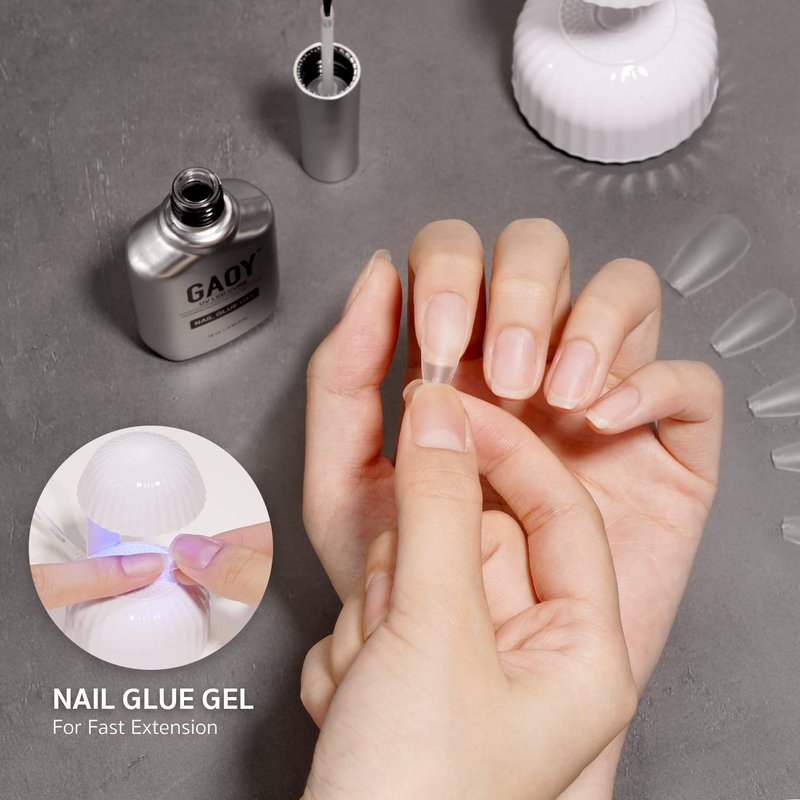 GAOY Nail Glue Gel - 2 in 1 Acrylic Nail Adhesive & Base Coat | 16ml for Long-Lasting Press-On Nails