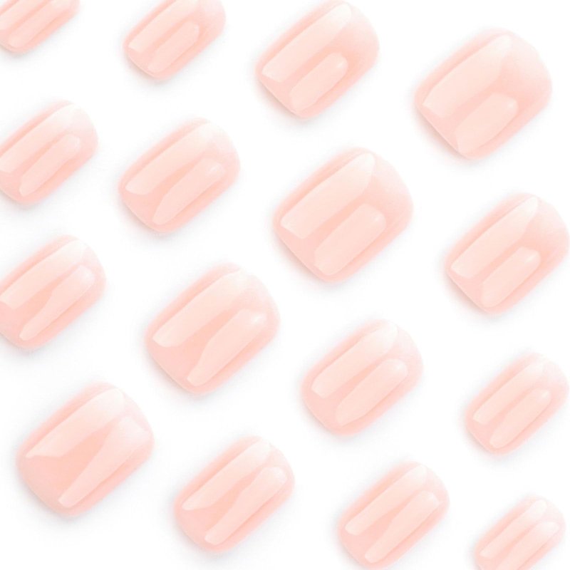 Hkanlre Medium Nude Press on Nails Cute Fake Nails Tips Full Cover Square False Nails Gradient for Women 24PCS