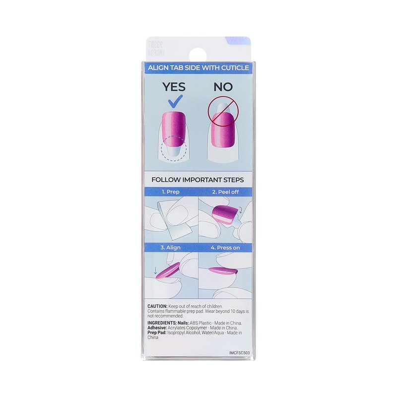 Kiss Impress No Glue Mani Press On Nails, ColorFX, 'Hidden Gem', Red, Short Size, Oval Shape, Includes 30 Nails, Prep Pad, Instructions Sheet, 1 Manicure Stick, 1 Mini File