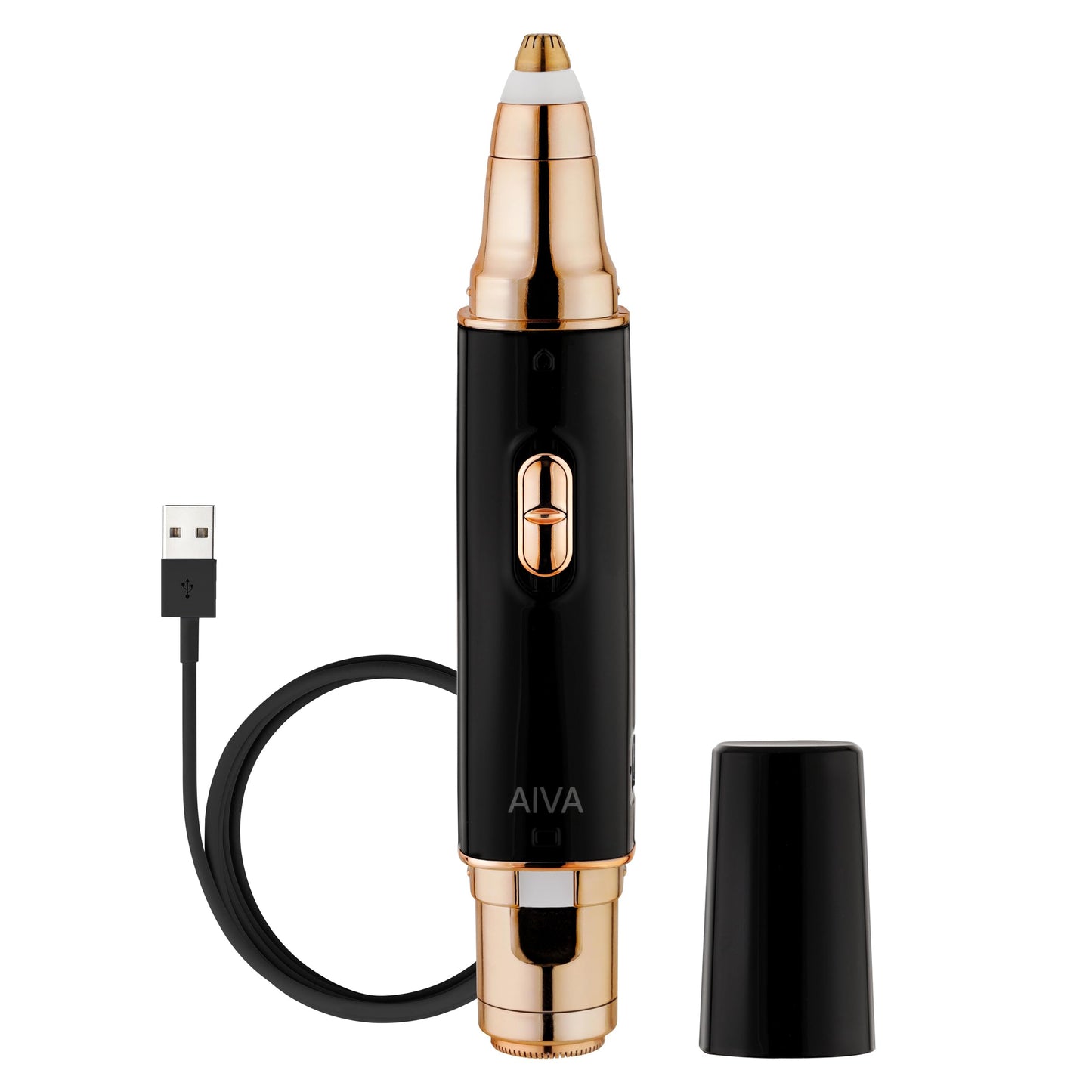 SPA SCIENCES AIVA: 2-in-1/Double Sided Facial Hair Remover & Eyebrow Trimmer USB Rechargeable with Built-in LED Lights