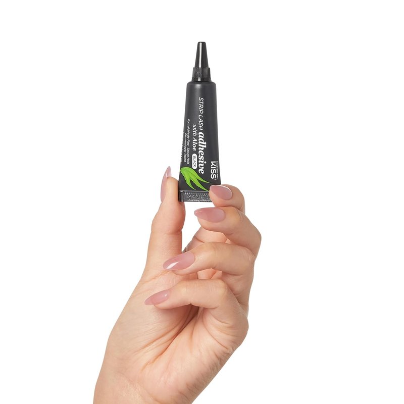 KISS Black Strip Lash Adhesive - Aloe Infused, Dermatologist Tested, 0.24 Oz | Latex Free, Secure Hold