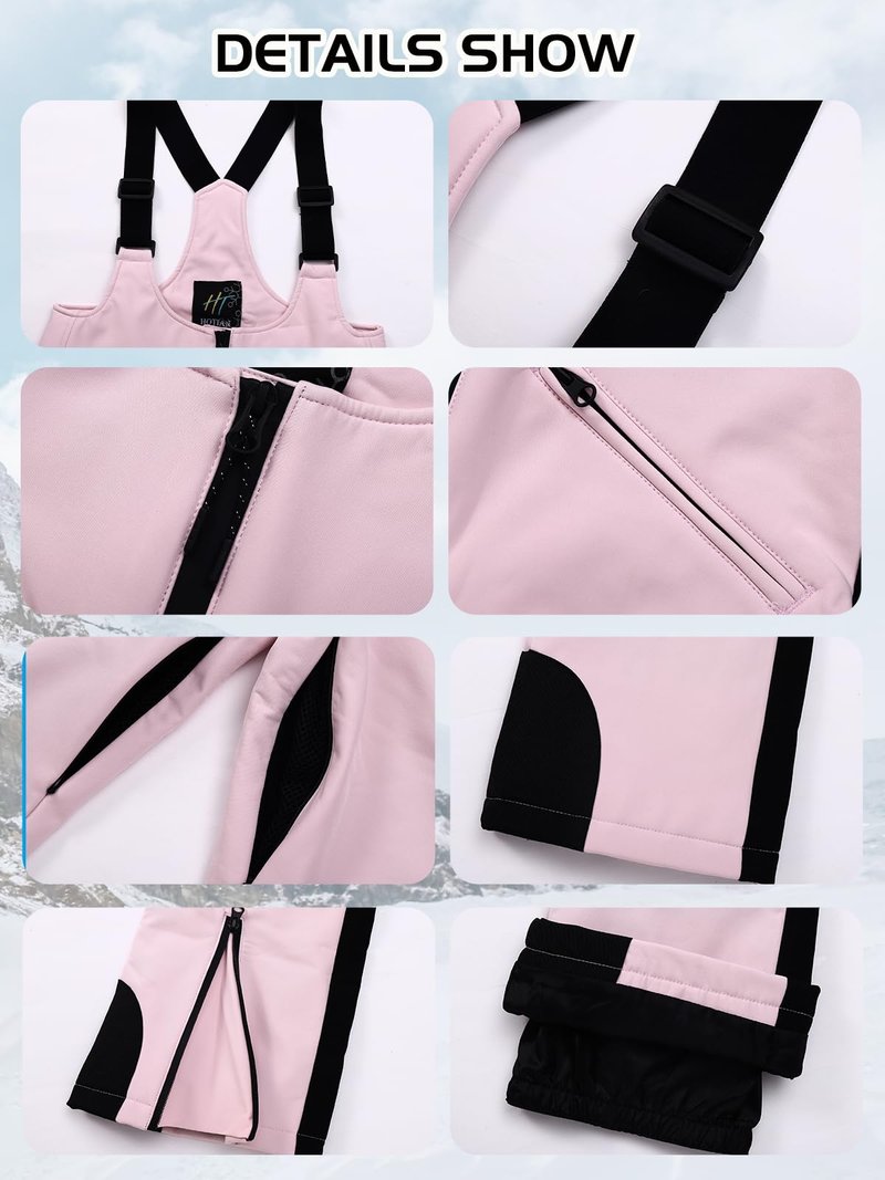 Oymyakon Women's Snowboard Bibs Snow Overalls Waterproof Windproof Insulated Ski Bib Pants(Pink,Small)