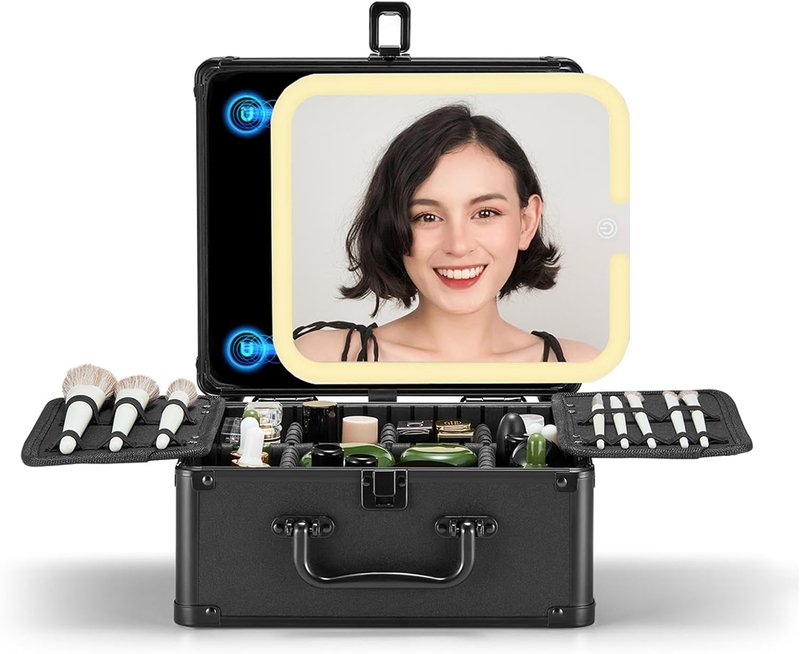 Makeup Case with Light-Up Mirror - Stylish Organizer Bag for Women & Girls | Perfect for Travel