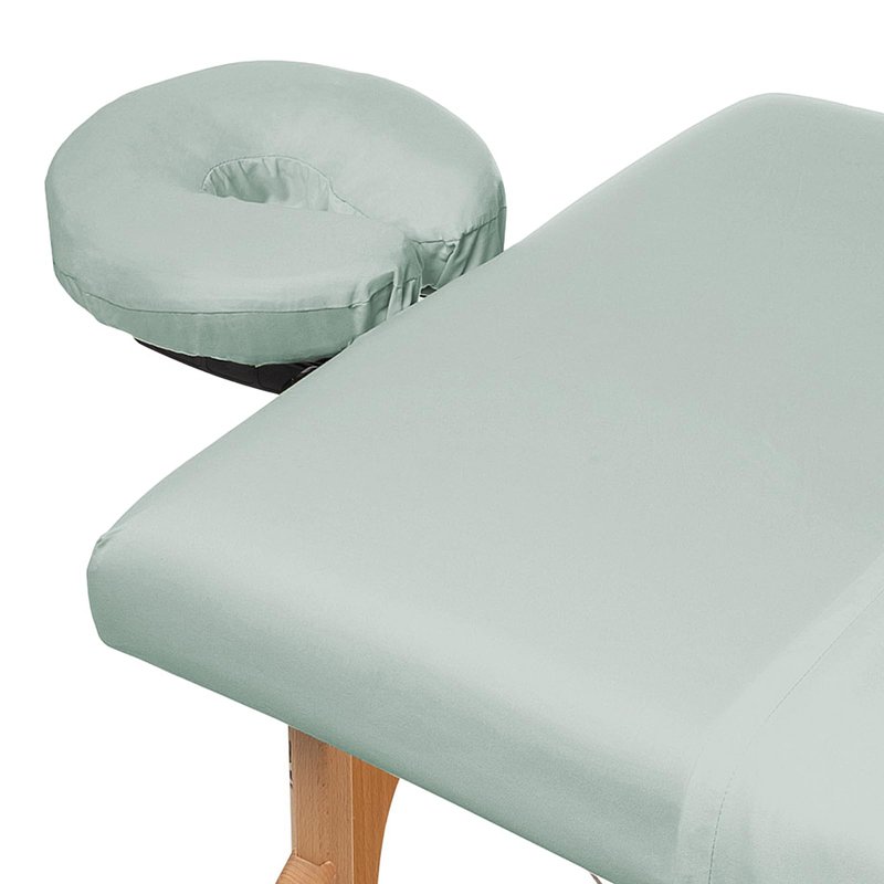 Saloniture 3-Piece Microfiber Massage Table Sheet Set - Premium Facial Bed Cover - Includes Flat and Fitted Sheets with Face Cradle Cover - Seafoam Green