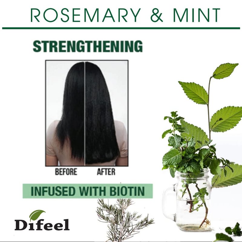 Difeel Rosemary & Mint Hair Oil - Biotin-Enriched Formula for Hair Growth | 7.1 oz Natural Oil