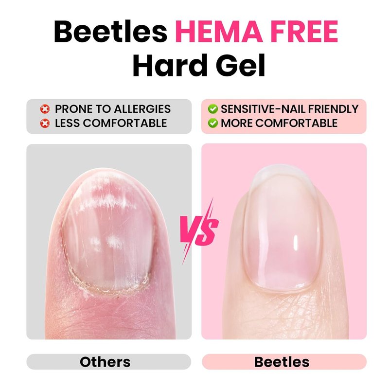Beetles HEMA-Free Hard Gel for Nails - 2 Pcs 1 oz Clear & Jelly Nude Sculpting Gel | UV & LED Cured