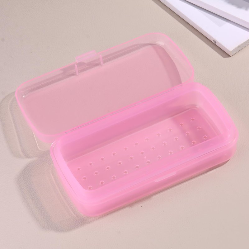 Nail Tool Sterilizer Box Plastic Sterilization Tray for Nail Art Accessories Tools, Disinfectant Container Soaking Box with Strainer Pedicure Manicure Cleaning Equipment, Pink