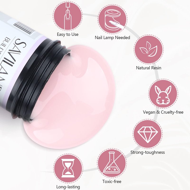 SAVILAND 100 G Builder Gel for Nails - 3.5 oz Light Pink Nail Builder Gel for Nail Extension Nail Art Manicure Starter for Professional Nails Salon Home DIY