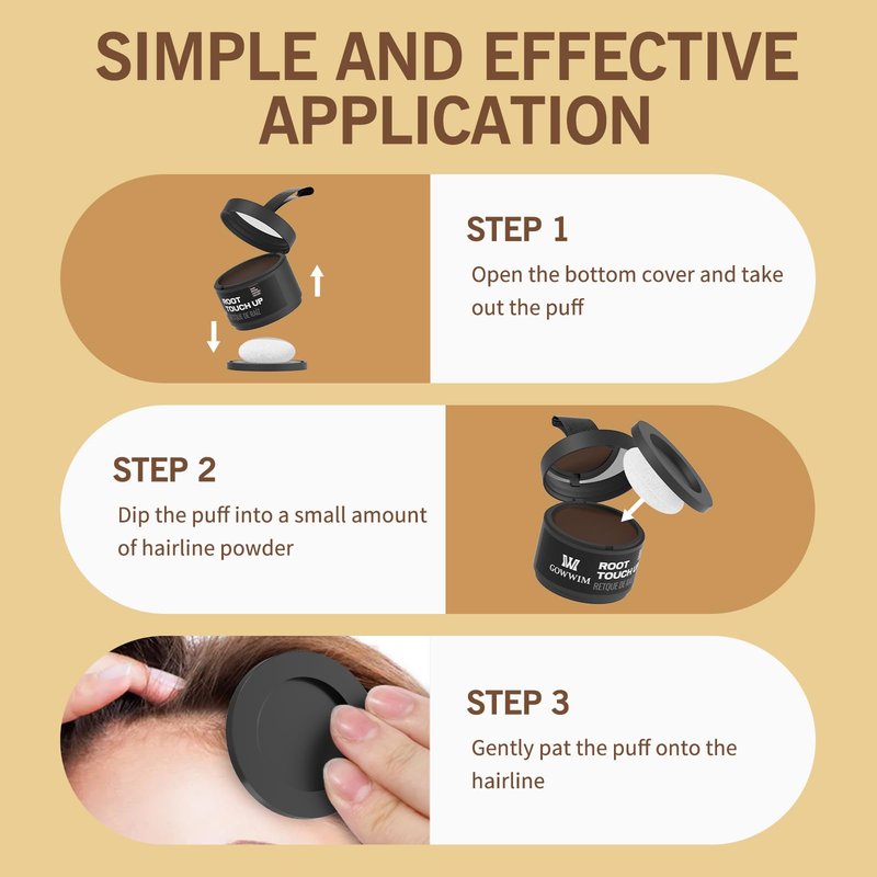 gowwim Hairline Powder(Dark Brown) Hair Root Dye, Instantly Hair Color Shadow Cover Gray Hair Root, Hair Touch-Up, Thin Hair Powder 4 g