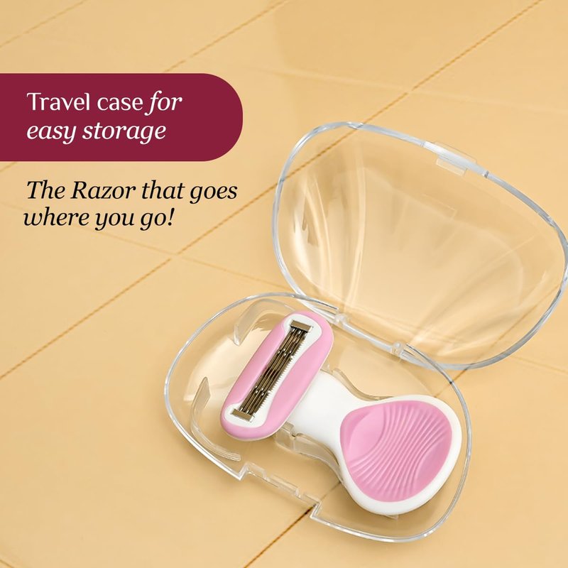 Carmesi Body Razor Mini for Women - 5-Blade Precision Shaving | Aloe Vera & Vitamin E Lubrication | Travel Case Included