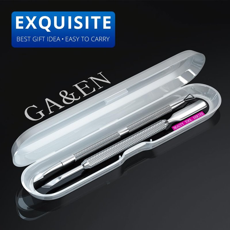 GA&EN 2PCS Metal Silver Cuticle Pusher and Scraper, Nail Trimmer Cutter Stainless Steel Gel Scraper Tool, Nail Polish Remover Peeler Durable Salon Manicure Pedicure Cleaner for Fingernail and Toenail