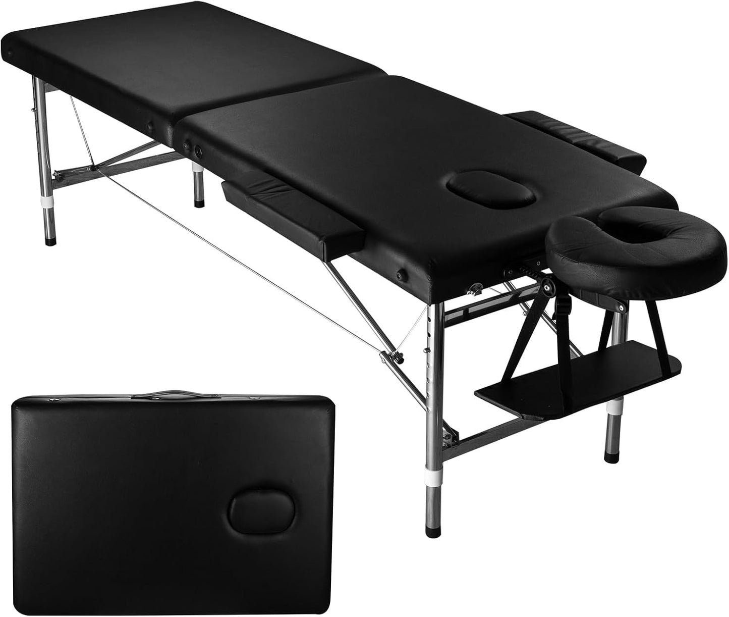 Skiennix Portable Massage Table - Foldable Spa Bed with Adjustable Height | Lightweight Black Design for Estheticians