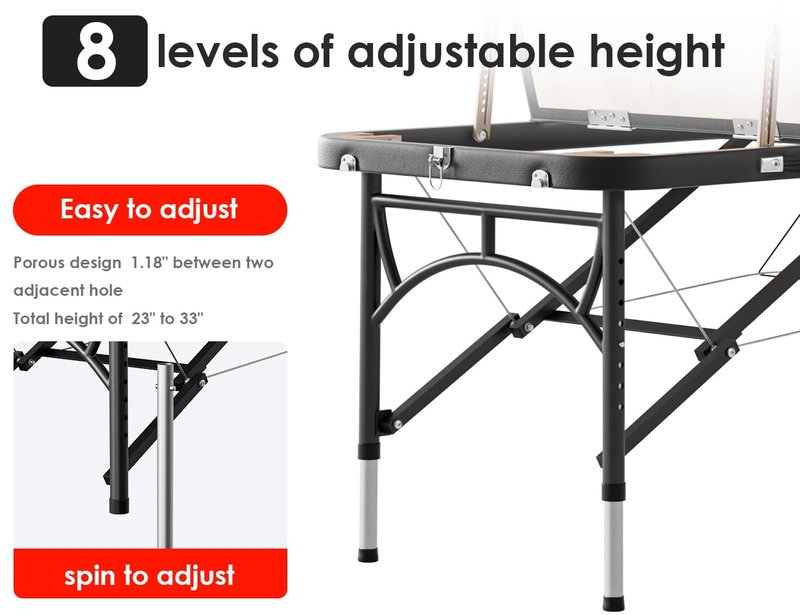 CLORIS 84" Professional Massage Table - Portable & Lightweight, Height Adjustable, Supports 1100LBS, Includes Carrying Bag