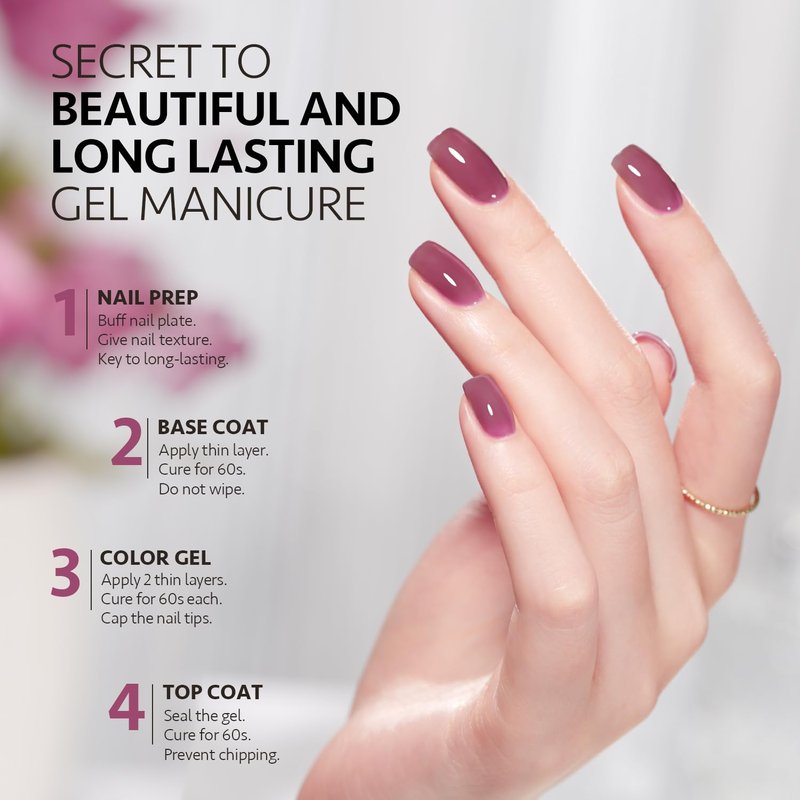 GAOY Jelly Purple Gel Nail Polish, 16ml Sheer Natural Translucent Soak Off Gel Polish, UV Light Cure for Nail Art DIY, 2085 Crystal Purple