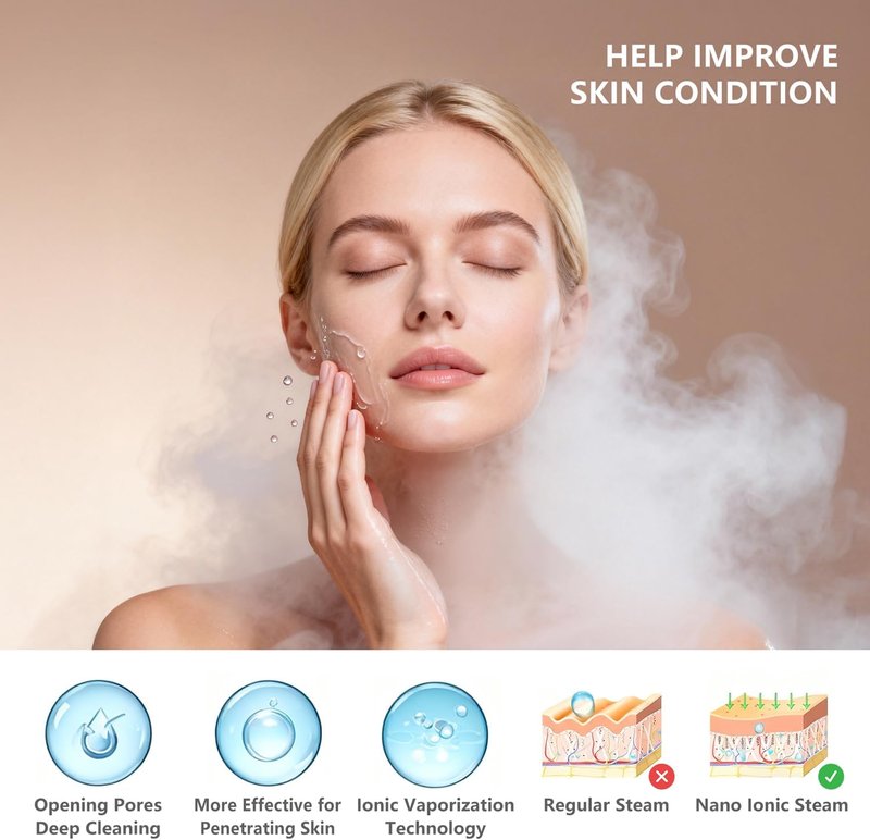 Skiennix 3-in-1 Facial Steamer | Portable Hot Mist Moisturizer & Hair Steamer for Home Spa