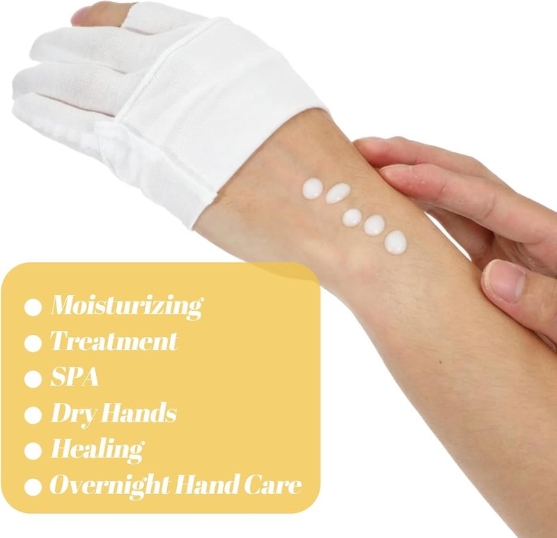 8 Pairs White Cotton Gloves for Dry Hands Eczema Overnight Fingerless Touchscreen Moisturizing Glove, Breathable Hand Moisturizer Spa Gloves for Women Sleeping, JewelryInspection, Coin Handling