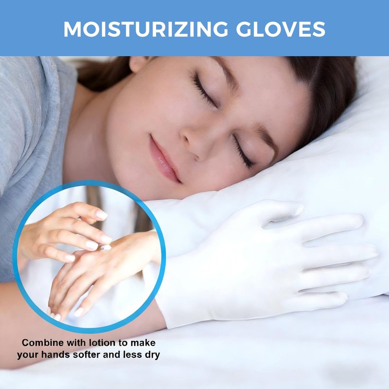 3 Pairs Cotton Gloves for Dry Hands Sleeping, Soft Moisturizing Eczema Gloves Overnight, Stretchable White Gloves Women & Men for Coin Jewelry Silver Inspection Halloween Costume