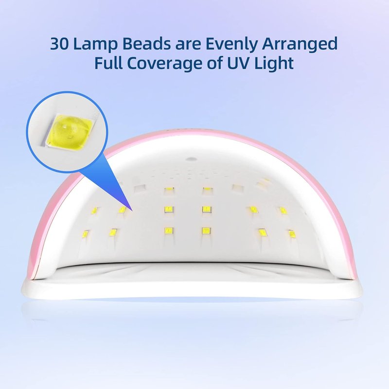 L'UGX 48W UV LED Nail Lamp - Fast Gel Nail Polish Curing with 3 Timers | Perfect for Home Salon Use (Pink)