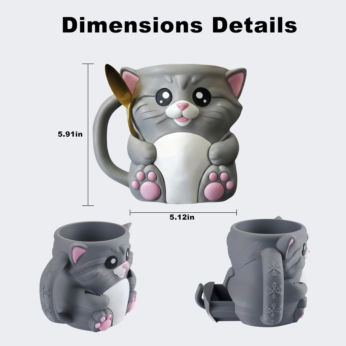 LDJDSDS Ice Cream Pint Holder, Insulated Ice Cream Holder Sleeves for 16 oz Pints with Spoon Slots & Hidden Snack Drawer, Leak Proof Popsicle Cooler Container Cozy, Gifts for Animal Lovers (Cat)