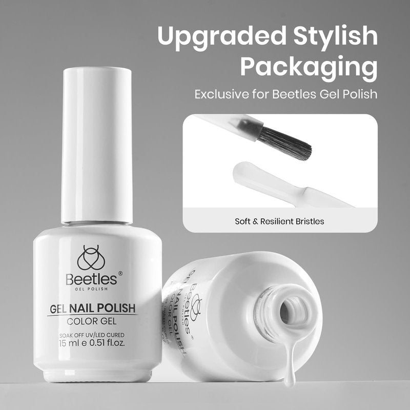 Beetles White Gel Nail Polish - 15ML Full Size French UV Nail Polish Soak Off Nail Art Manicure Salon DIY 4th of July Nails Design Home Snowdrop Gift for Woman Colorful Bottle Gel