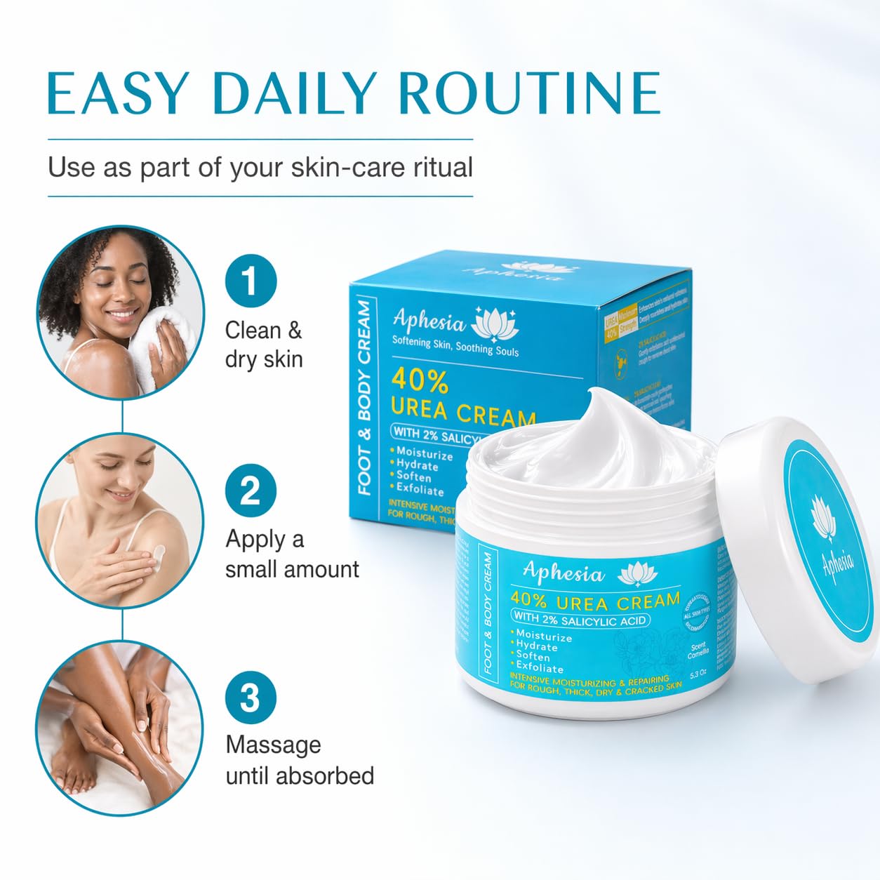 Urea Cream 40 Percent for Feet Maximum Strength w/ Vitamin E & 2% Salicylic Acid, Non-Greasy Formula Foot Cream for Summer Dry Cracked Heels - Intense Moisturizer Callus Remover for Hands, Foot, Body