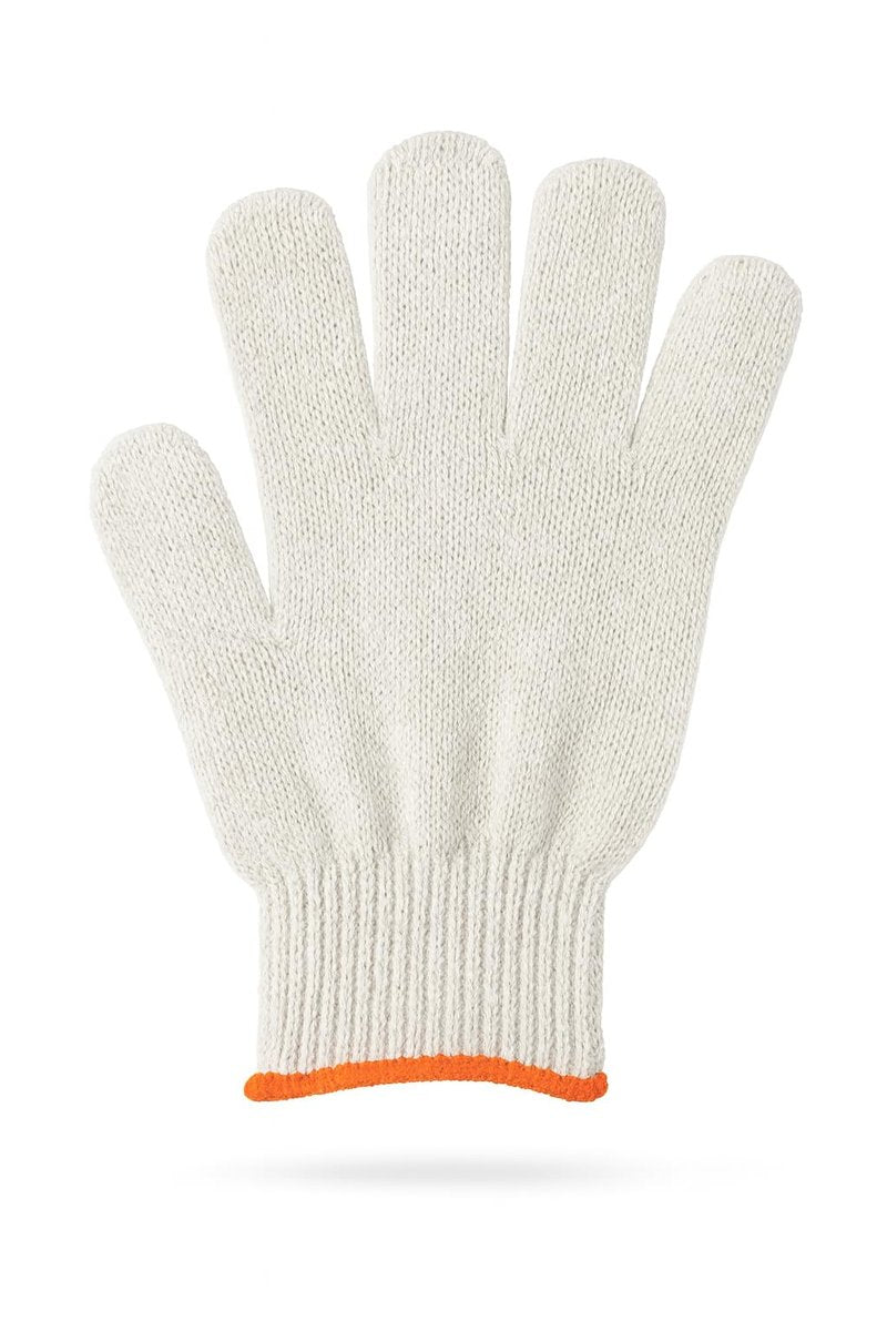 EIRUN 12 Pairs White Cotton Work Gloves, Reusable Soft Cotton Knit Gloves for Men & Women, Washable Inspection Gloves for Jewelry, Coins, Warehouse & Packing, Breathable Fit with Orange Cuff