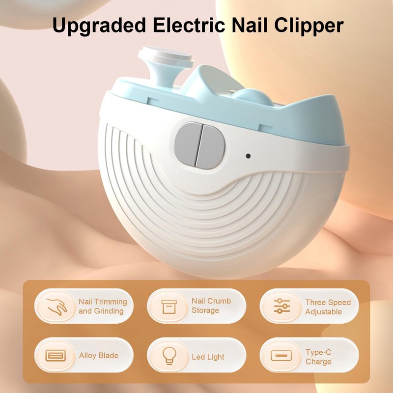 Electric Nail Clipper for Seniors, 3 Speeds Automatic Toe nail Clippers, Electric Nail Trimmer with Polisher, LED Light and Scraps Storage, Rechargeable Nail Grinders for Thin & Thick Toenails (White)