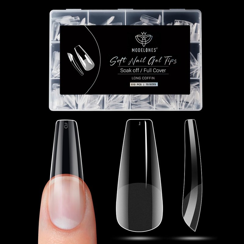 Long Coffin Nail Tips - 510Pcs Pre-shaped Half Matte Full Cover Acrylic Gel | 15 Sizes for DIY Manicure