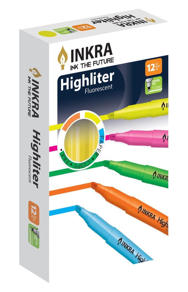 inkra Liner Highlighters with Chisel Tip for Broad and Fine Lines (BLUE)