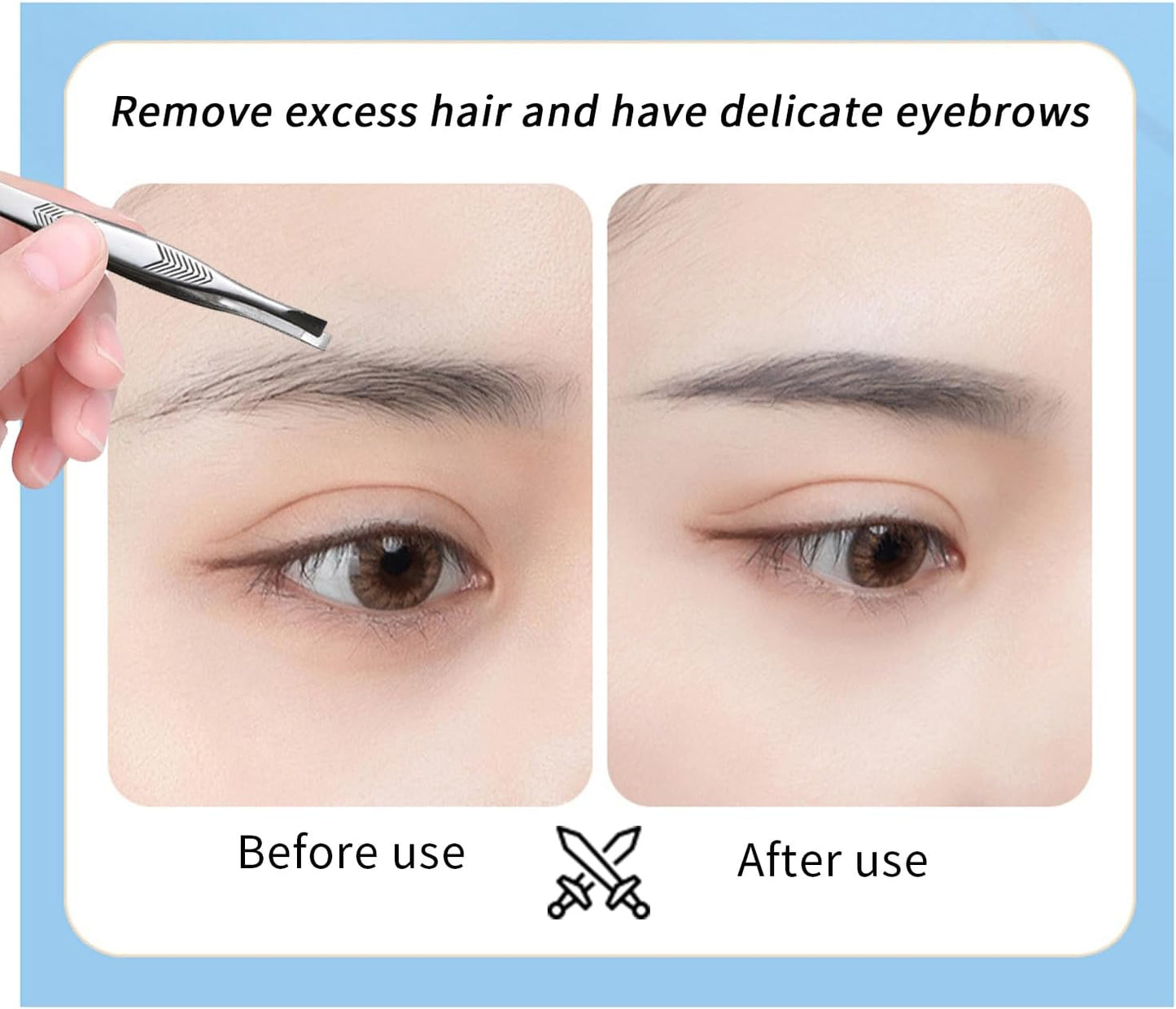 Tweezerman High Precision Stainless Steel Tweezers - Perfect for Eyebrows & Facial Hair Removal | 2 Count