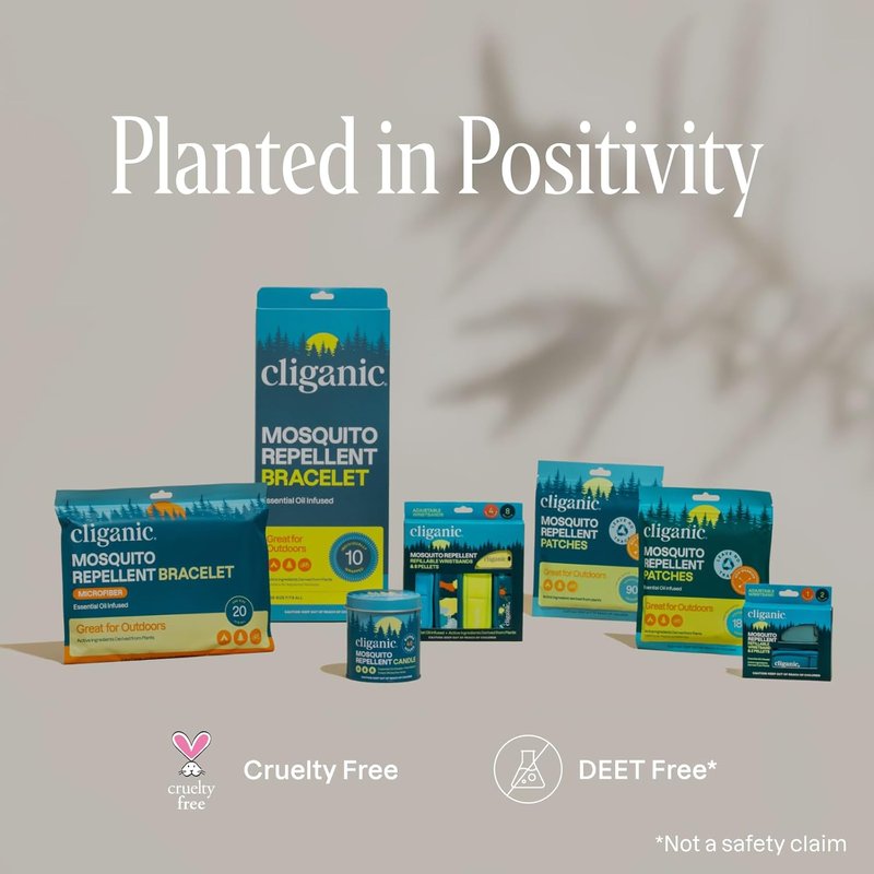Cliganic Mosquito Repellent Bracelets - 10 Pack DEET-Free Bands for Adults & Kids | Individually Wrapped