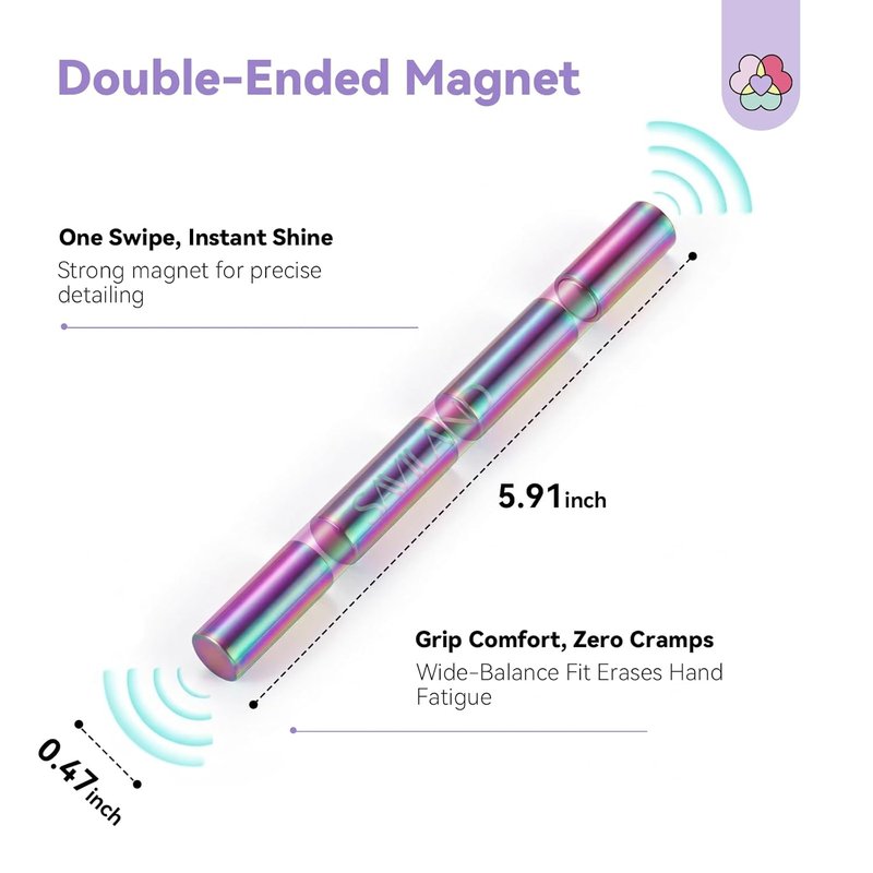 SAVILAND Ultra-Strong Cat Eye Magnet - 5X Holographic Nail Magnet for DIY Nail Art | Dual-Ended Heart Design