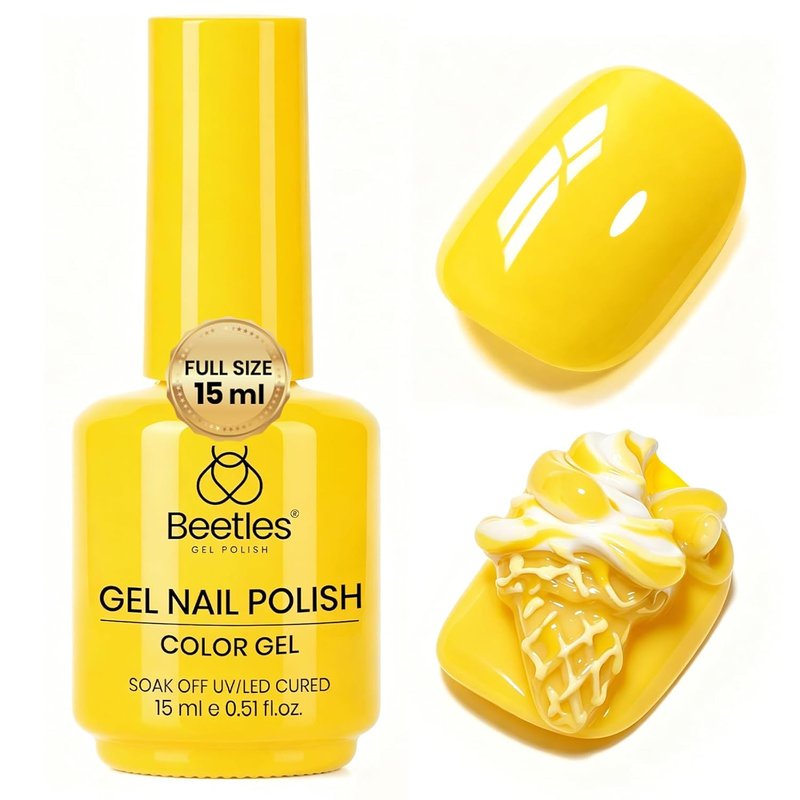 Beetles Yellow Gel Nail Polish - Mango Gelato | 15ML Long-Lasting Soak Off UV LED Summer Nail Art