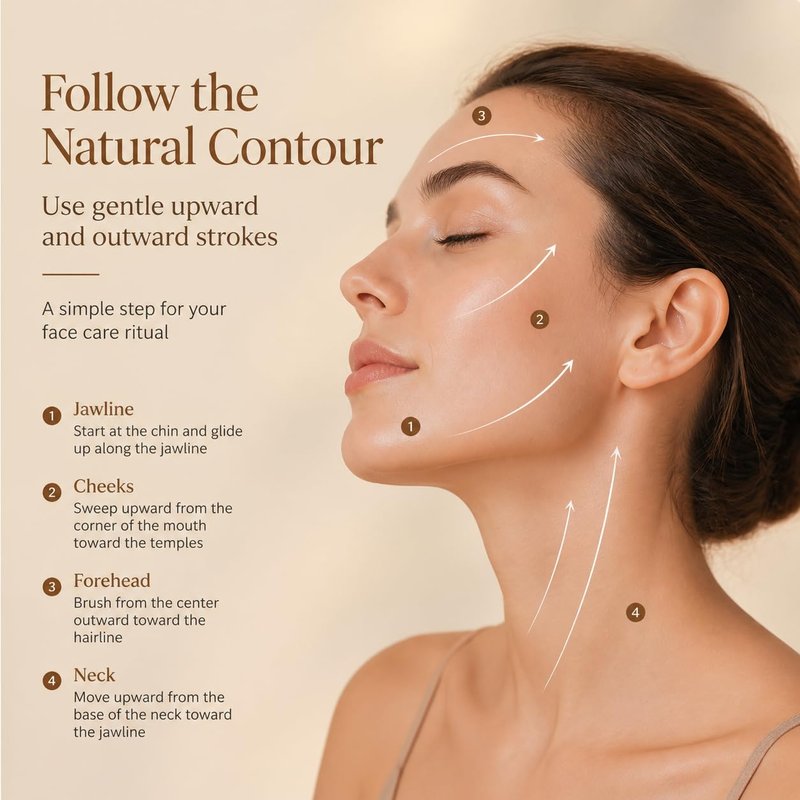 Aeki Lymphatic Contour Face Brush - Lymphatic Drainage Massager, Dry Facial Gentle Beauty Tool - Chin & Jawline Sculpting - for All Skin