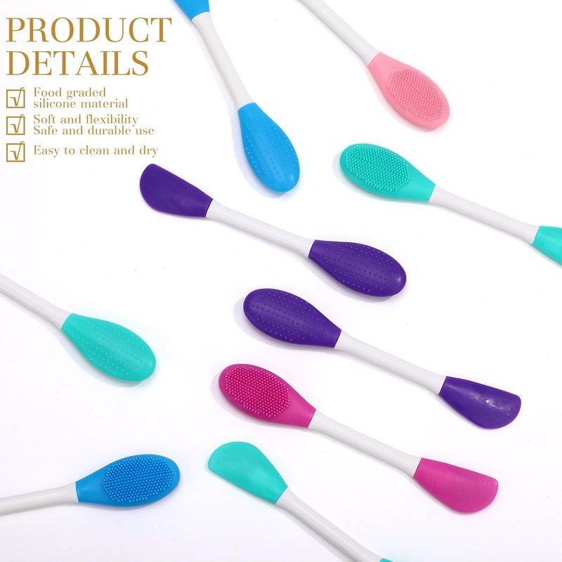 Acellegic 50 Pcs Facial Cleansing Brush, 2 in 1 Silicone Face Mask Brush Applicator & Face Scrubber for Exfoliating Massaging Remove Blackhead Makeup Skincare Applicator, Mud Clay Body Lotion DIY Mask
