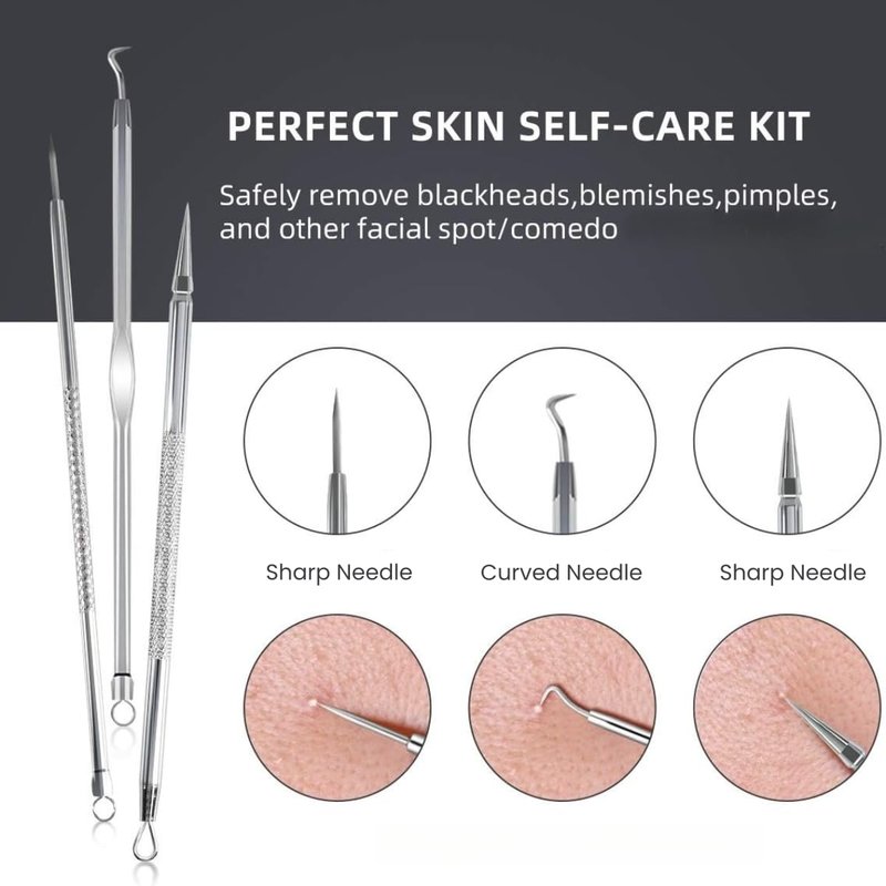DUcare Blackhead Remover Pimple Popper Tool Kit - (9 Piece Kit) - Professional Stainless Pimples Comedone Extractor Removal Tool