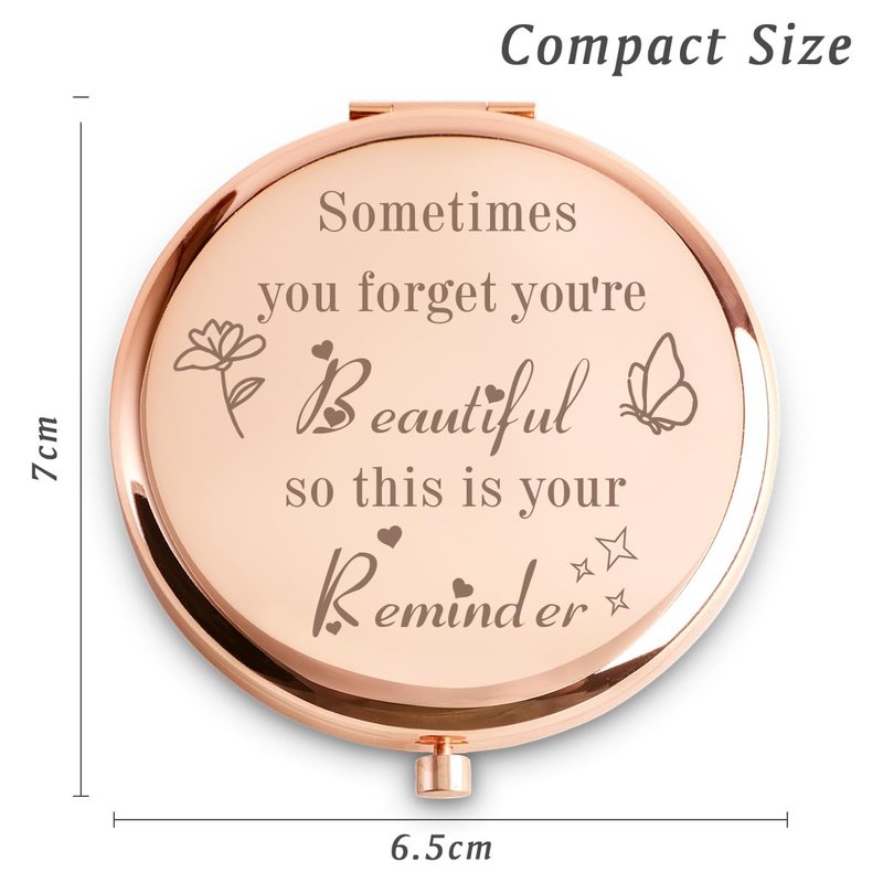 MLLXX Inspirational Gifts for Women Girl, Personalized Gift for Adult Teen, Compact Mirror for Friend Sister Daughter Wife Mom, Birthday Graduation Mothers Day Basket Stuffers