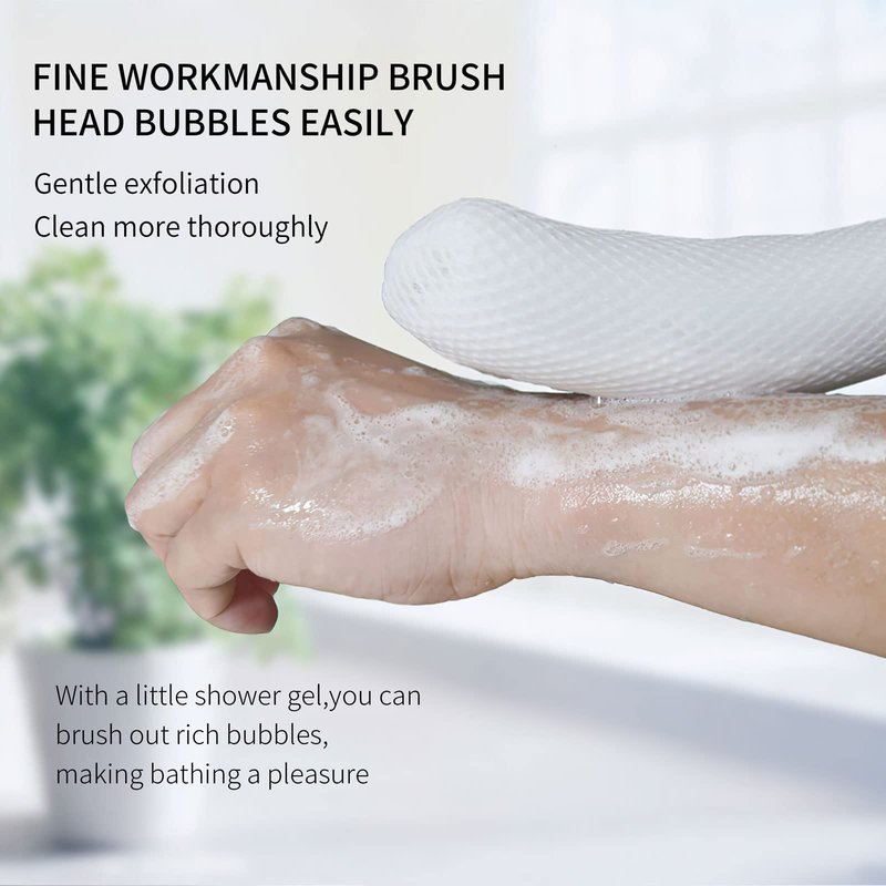 Leetye Mei Long Handle Shower Brush, Non Slip Handle Shower Brush, Long Handle Rear Frosted Shower Brush, Suitable for scrubbing and Bathing in Difficult to Reach Areas of The Body.