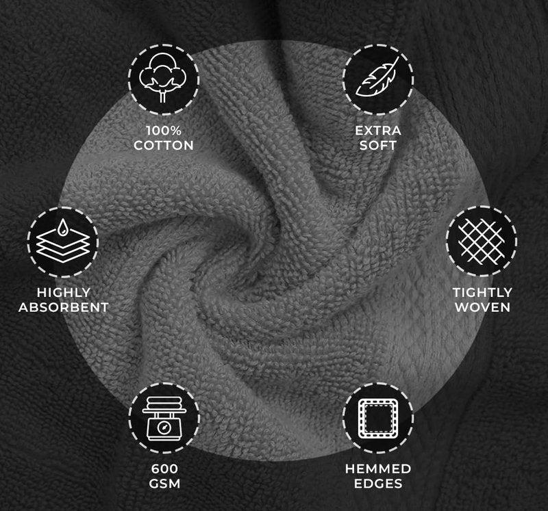 Avalon Towels Luxury Washcloths (Value Pack of 12) – Premium Cotton, Soft & Absorbent Wash Cloths for Body and Face, Hotel and Spa Quality Wash Clothes, Quick Dry and Machine Washable (Grey)