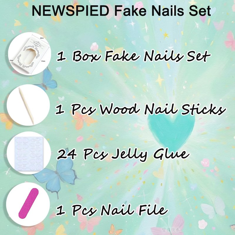 Press On Nails - Medium Almond Gradient Pink & White with Silver Bow | 24 Reusable 3D Rhinestone French Tip Nails for Women