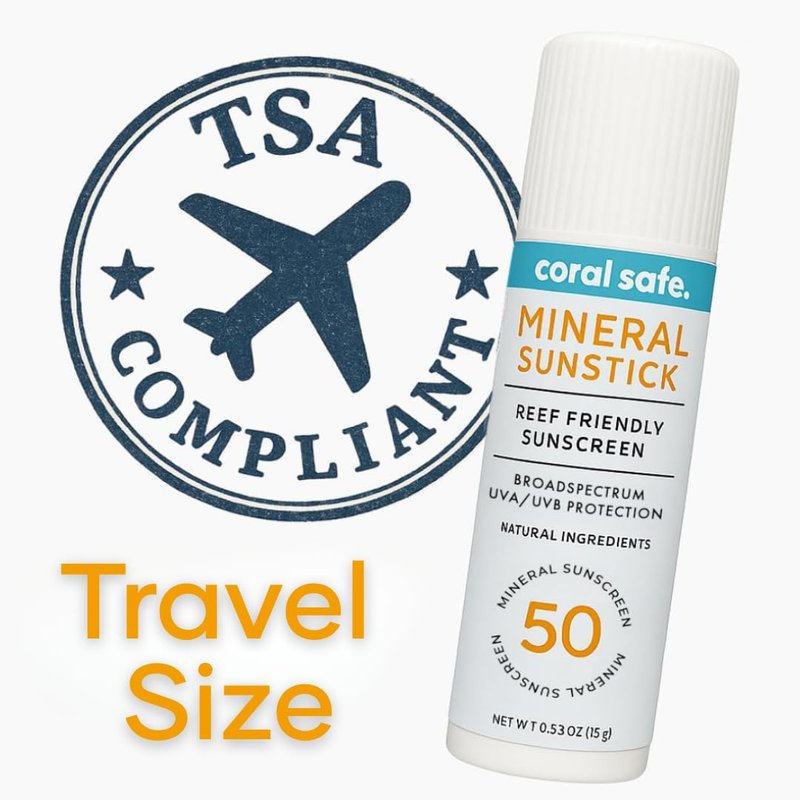 Reef Safe Mineral Sunscreen Face Stick SPF 50 - Biodegradable, Non-Nano Zinc Oxide, Travel Size, Hawaii & Mexico Approved, TSA Approved, 0.5 oz by Coral Safe